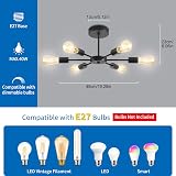 ANWIO 6 Light E27 Sputnik Ceiling Pendant Black Metal Chandelier view 2