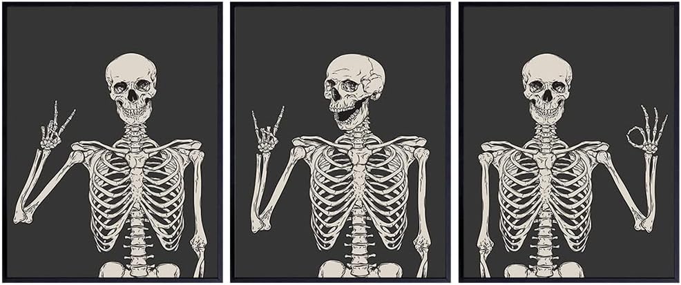 Wall Décor - Skeleton Wall Art & Decor 11x14 - Halloween Wall Art - Goth Home Decor - Gothic Room Decor - Pagan Gifts - Funny Skull Wall Decor - Bedroom Dorm Man cave - Men Boys Teens - Witchy Picture Poster Print