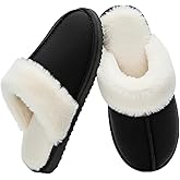 OOW Fuzzy Slippers for Women Cozy Faux Fur House Shoes Winter Warm Memory Foam Slippers for Indoor and Outdoor