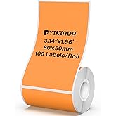 YIKIADA Orange Thermal Labels 1.96 × 3.14 Inch Vinyl Waterproof Stickers Self-Adhesive Address Decals Compatible with M110/M220 100 PCS