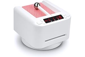 Nileole-YOUPAI Automatic Card Dealer Machine, 360° Rotating 2 Decks Card Dealer, Built-in 2800MAH Rechargeable Battery, Casino Playing Card Table Accessories for UNO, Blackjack, Texas Hold'em (White)