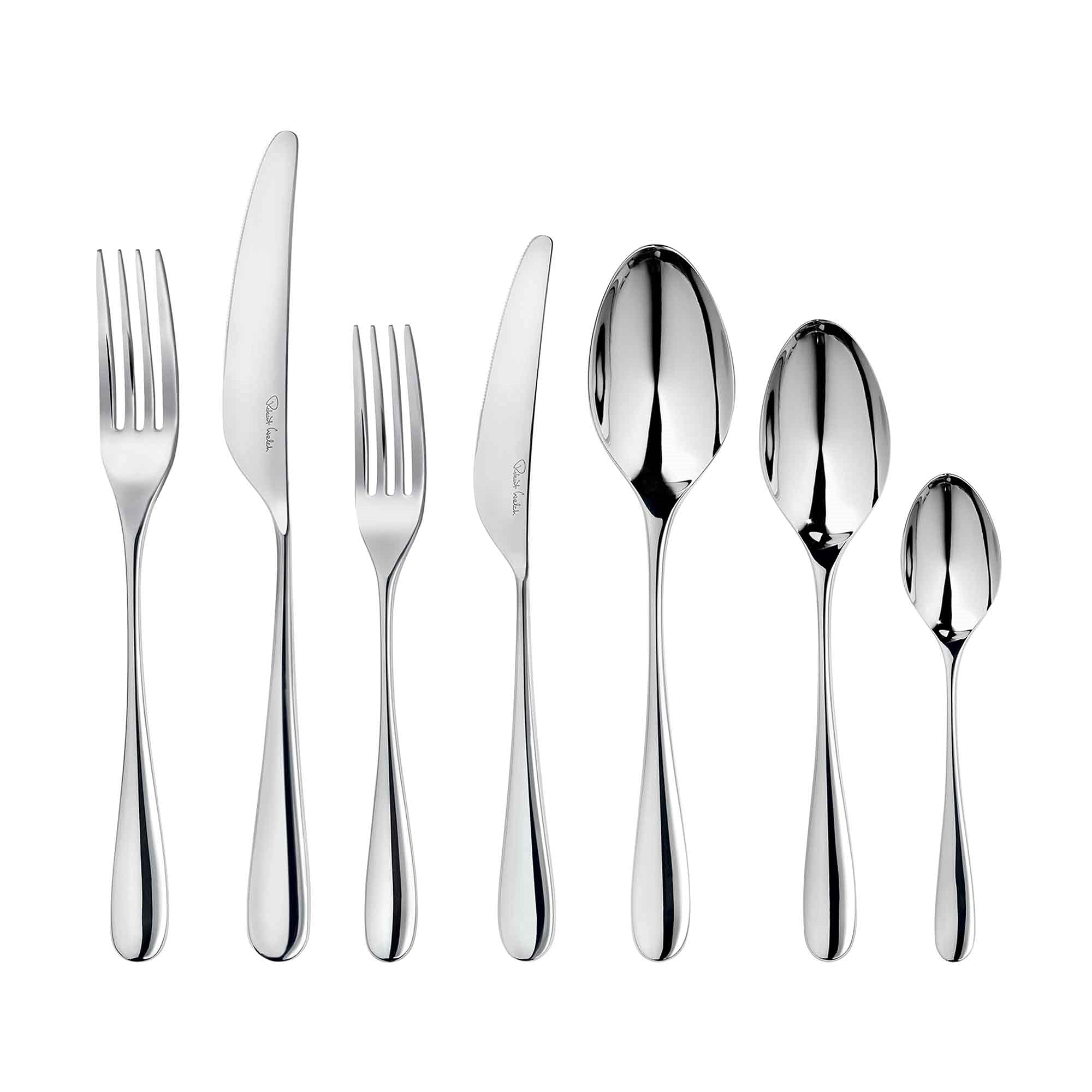 Robert Welch Arden Bright, 84 Piece Cutlery Set for 12 People. Made from Stainless Steel. Dishwasher Safe.
