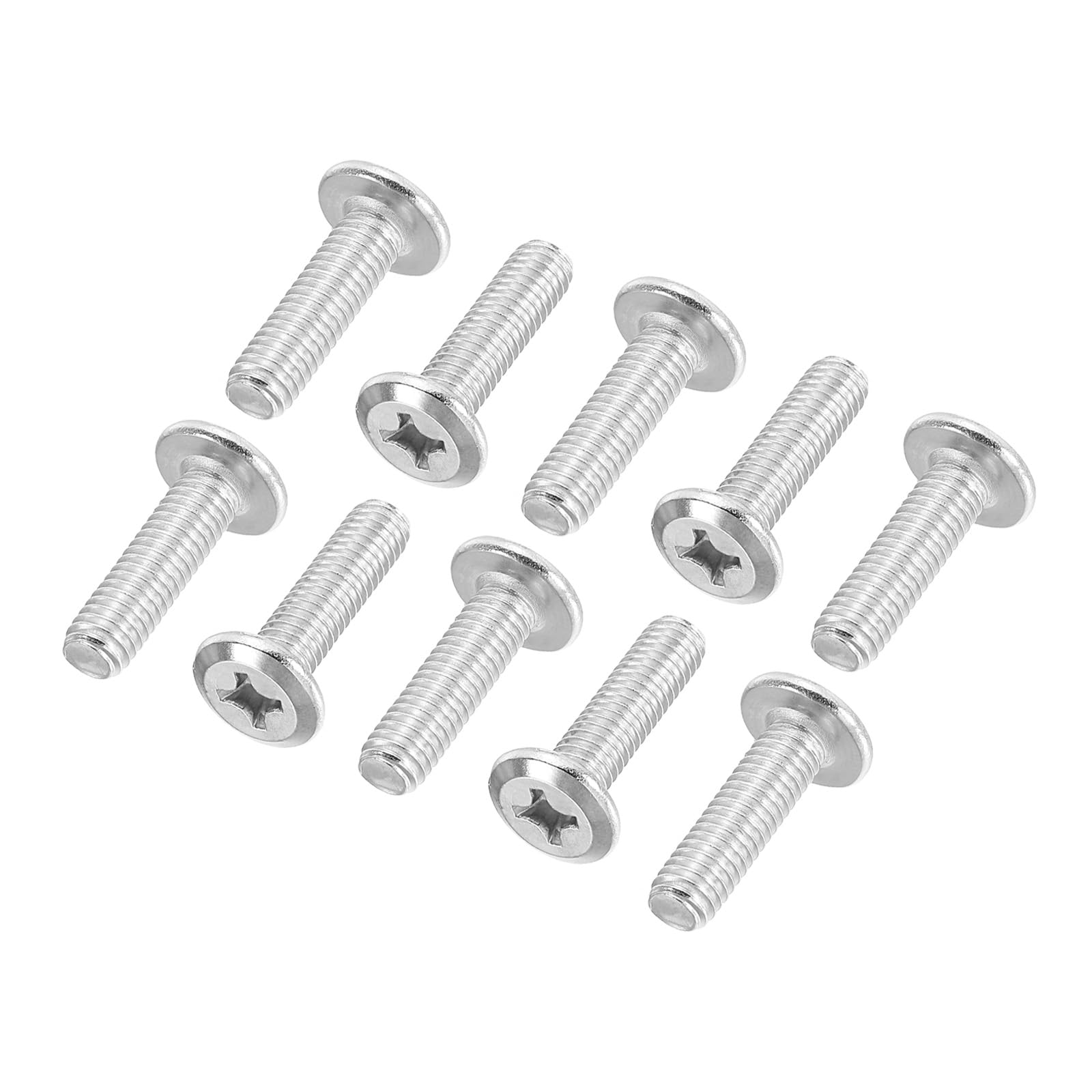 PATIKIL Flat Round Head Phillips Screws, 16 Pack M6-1 x 20mm Binding Screws 304 Stainless Steel 18-8 Full Thread, Phillips Drive Machine Screw Furniture Screw Connector Bolts