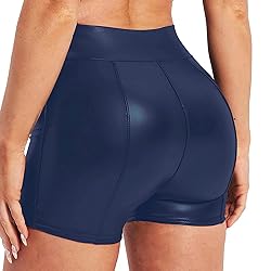 Tulucky Women's Flexible Club Faux Leather Shorts