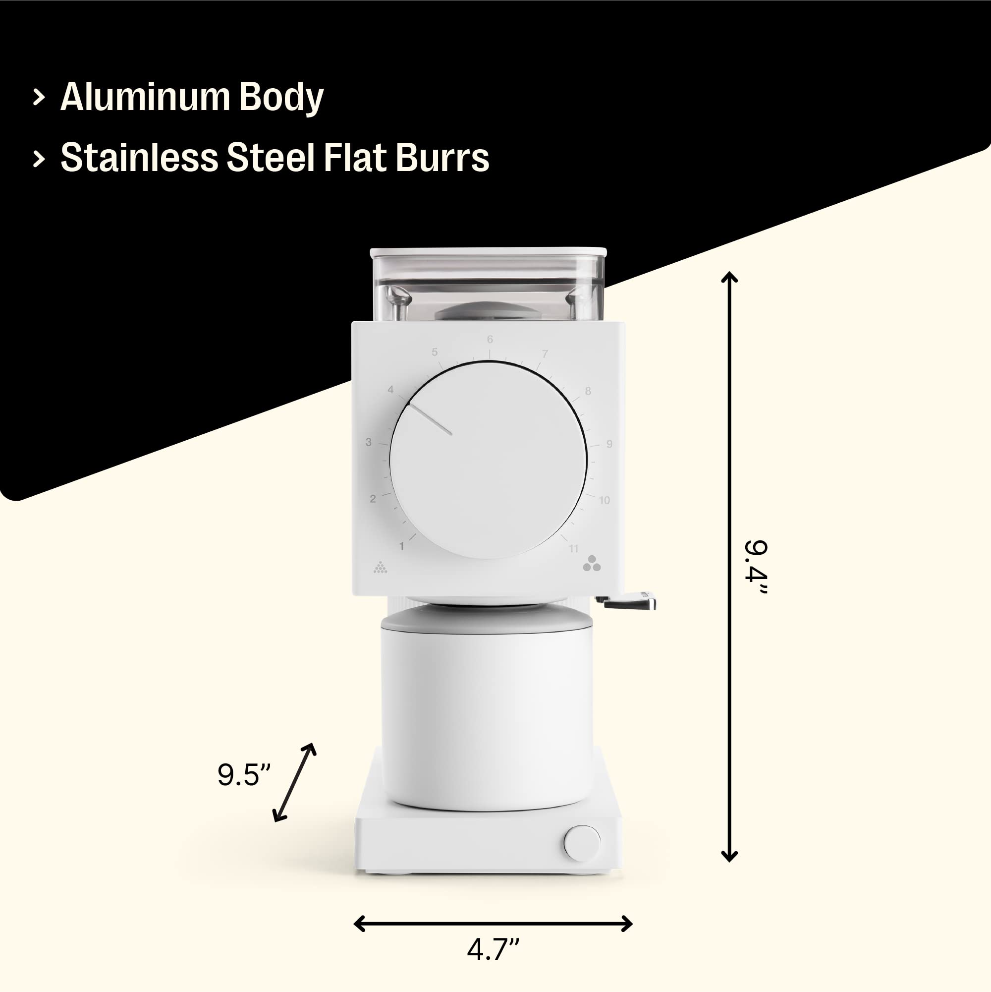 Fellow Ode Brew Grinder - Burr Coffee Grinder Electric - Coffee Bean Grinder with 31 Settings for Drip, French Press & Cold Brew - Small Footprint Coffee Grinder - Matte White