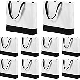 10 Pack Canvas Tote Bags, Heavy-Duty Fabric Reusable Blank Grocery Bag Bulk Large Washable Plain Shopping Bag for Heat Transfer, Sublimation DIY Crafts, Yoga Travel Gym Crafting Painting, Custom Gifts