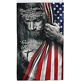 Cayyon Jesus God Bless American One Nation under God Flag Banner Outdoor Indoor Decoration Flag 3x5Feet Double Stitched Polyester with Brass Grommets (God Bless America)