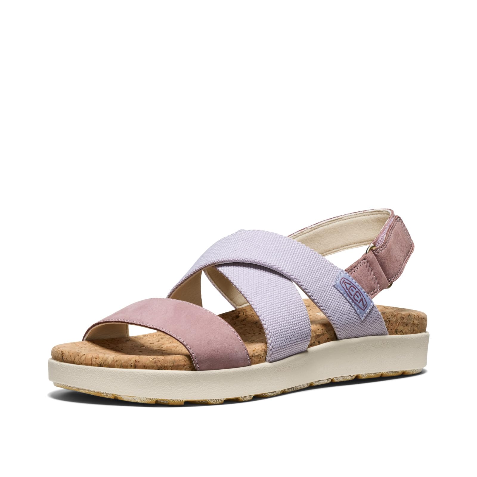 KEEN Women’s Elle Criss Cross Premium Comfortable Fashion Casual Wedge Sandals, Thistle/Toadstool, 10.5
