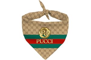 MILLIONAIRE MUTT Dog Bandana Pucci Designer Fashion Clothes Scarf kercheif for Small Medium and Large Dogs. Funny Parody Gift for Girl or boy Dog Soft Durable Fabric, Adjustable tie-on Style Triangle
