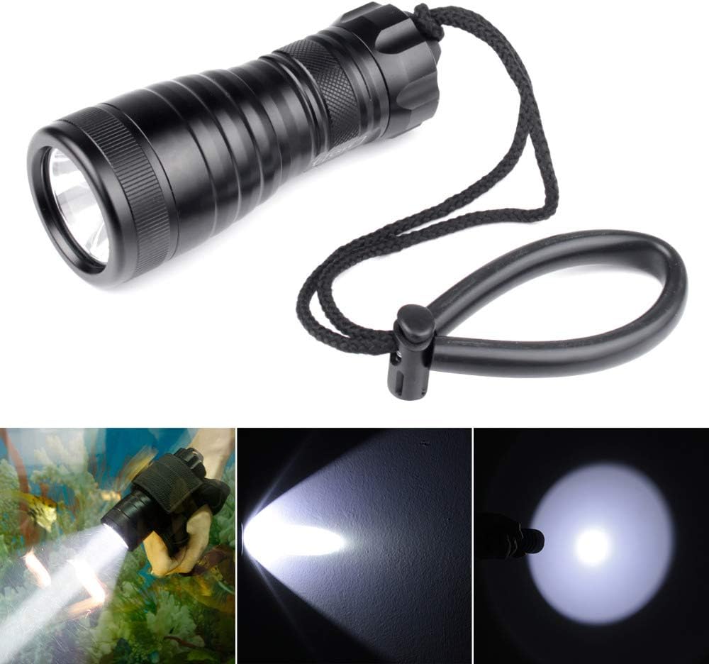 BESTSUN Diving Flashlight, XM-L2 1800 Lumen LED Underwater Flashlight Waterproof Dive Light Scuba Diving Torch 150m Submarine Diving Light with Lanyard (Battery Not Include)