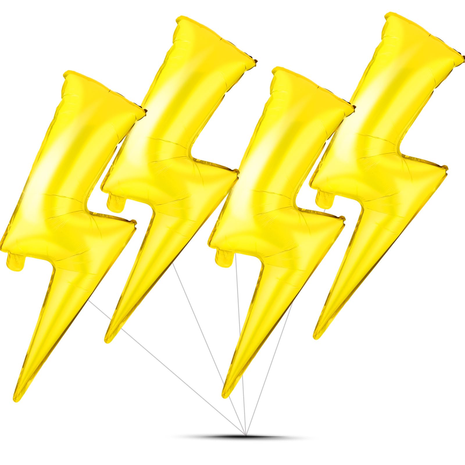 Photo 1 of 4PCS Lightning Bolt Balloon 34inch Yellow Lightning Bolt Foil Party Balloons Large Flash Balloons Foil Lightning Bolt Shape Balloons For Birthday Party Wedding Baby Shower Boys Decoration Supplies
