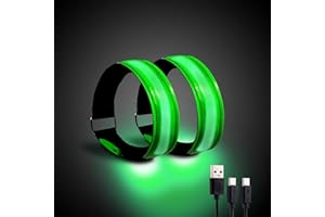 OMKHE Rechargeable LED Armband for Running(2 Pack), Light Up LED Armband, High Visibility Reflective Running Gear for Night Safety, Running Lights for Running Walking Cycling