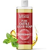 Brittanie’s Pure Castile Liquid Soap Refill, Peppermint, 32 Ounce | Dish Soap, Hair & Body, Home, Gentle and Pure, Made with Natural Luxurious Oils, Vegan & Gluten Free Non-GMO