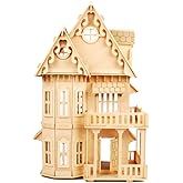 NWFashion Children's 17" Wooden 6 Rooms DIY Kits 3D Puzzle for Christmas Party Halloween House (Gothic)