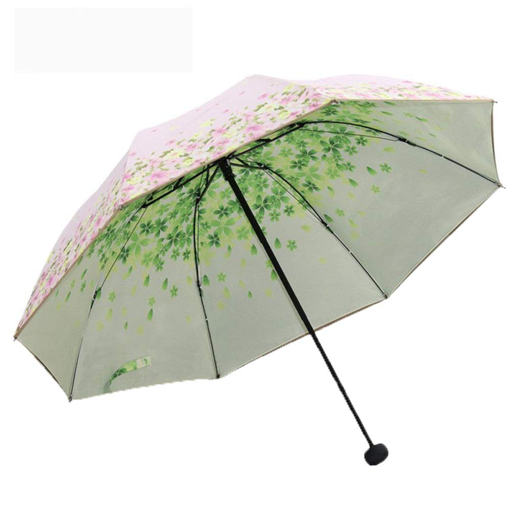 SudaTek Sun and Rain Umbrella SPF 50+ Folding Travel Sun Umbrella Anti-UV Protection Parasols Windproof Double Layer (Pink)