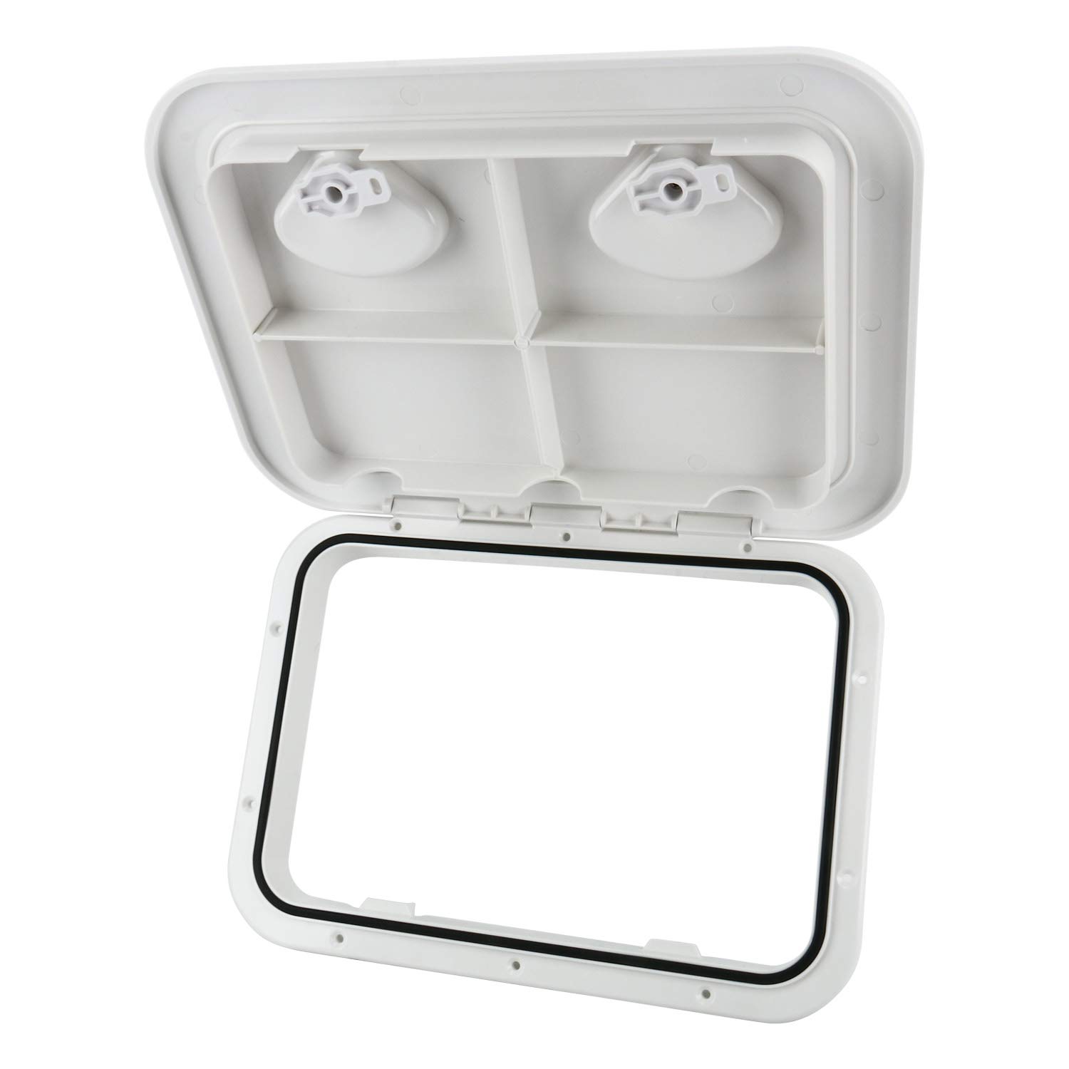 Amarine Made Boat Hatch 17-1/4"x12-3/8, 180 Degree Lid Hinge Boat Deck Hatch,Marine Hatch with Non Slip Surface, Durable Construction Boat Access Hatch & Lid, Weatherproof and Easy to Install, White