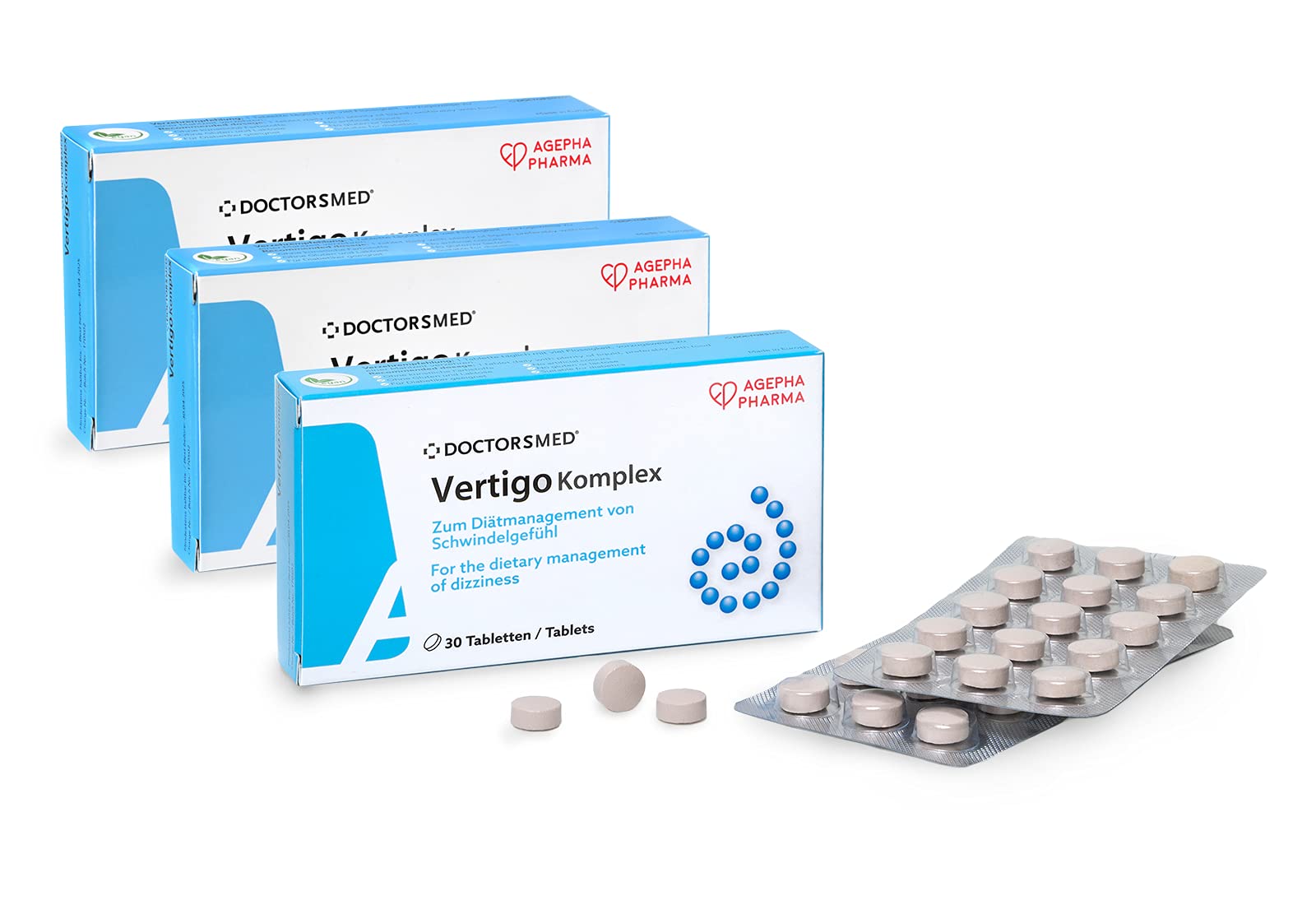 Vertigo Komplex - Natural Dizziness & Vertigo Tablets | Ginkgo Biloba & Ginger for Sea Sickness, Motion Sickness, Car Sickness, Travel Sickness & Morning Sickness | Nausea Relief for Adults | 3 Pack