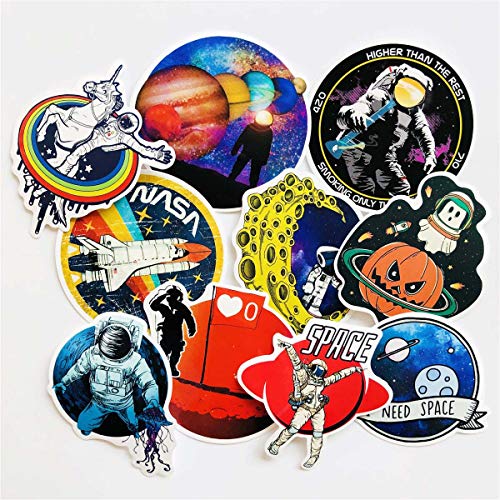 50pcs Spaceman Stickers Outer Space Waterproof Laptop Astronaut Stickers Car Bicycle Suitcase Computer Water Bottle Mobile Phone Stickers Water Resistant Decals (Astronaut)