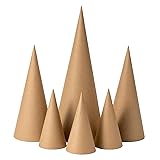 Crafjie 6PCS Paper Mache Cones Open Bottom Variety