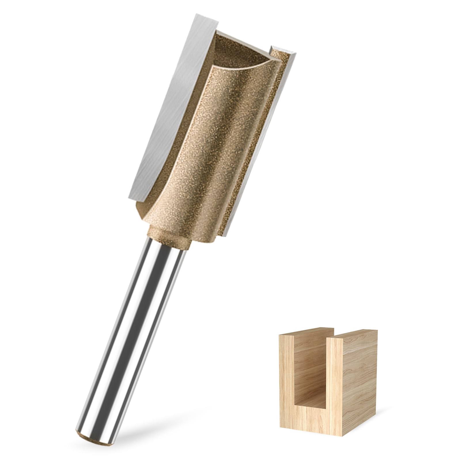 Router Bits 1/4 Shank, Straight Two Flute Router Bits 16mm Cut Diameter and 30mm Cut Length Tungsten Carbide Tipped Woodworking Milling Cutter for Smooth Cutting