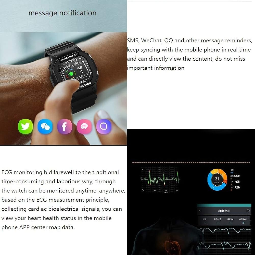 WFF Pulseras inteligentes for hombres, rastreador de ejercicios de ...