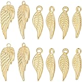 Beebeecraft 1 Box 12Pcs Angel Wings Charms 18K Gold Plated 304 Stainless Steel 3 Styles Pendants Dangle Charms for DIY Jewellery Making Crafts