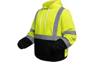 Uno Mejor Hi Vis Hoodie for Men Class 3 High Visibility Reflective Hoodie for Men, Reflective Hoodies Safety, Surveyors, Construction, Meet Ansi, Yellow-TTWY X-Large