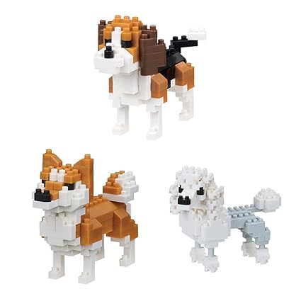 Amazoncom Nanoblocks 3 Dog Sets Beagle Poodle And