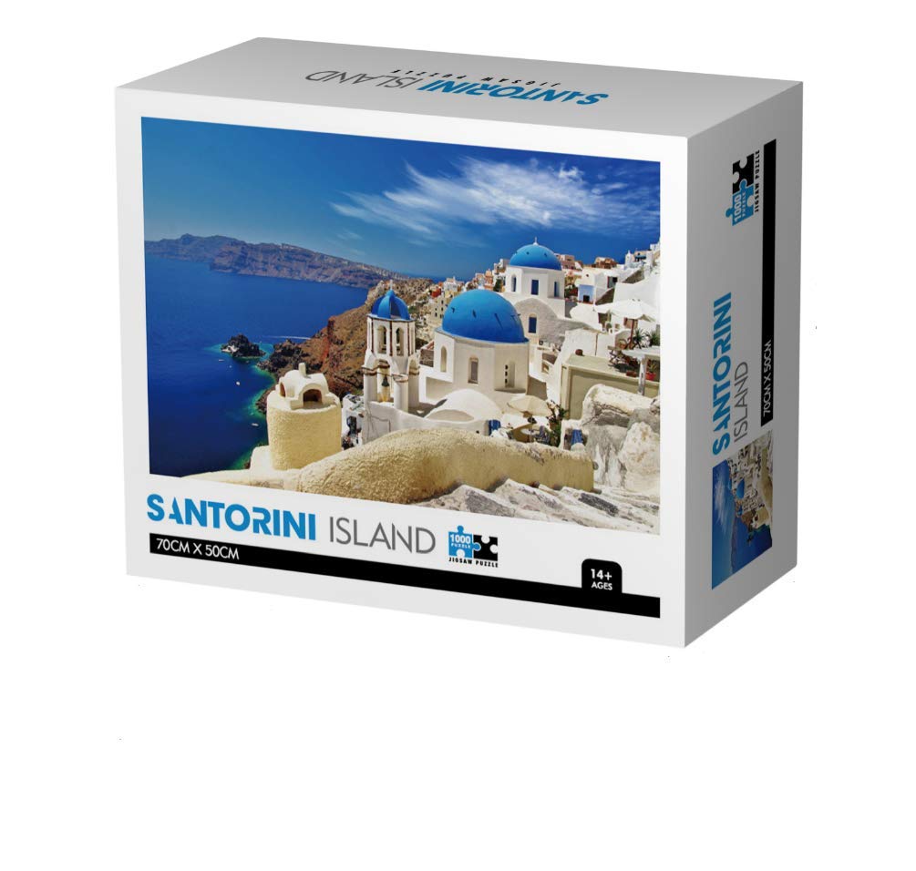 Santorini Jigsaw Puzzle for Adults Kids 1000 Pieces - Greek Island sea View Jigsaw Puzzle Set Intellectual Decompressing Fun Family Game Large Puzzle Game Toys Gift for Family and Friendsy and Friends