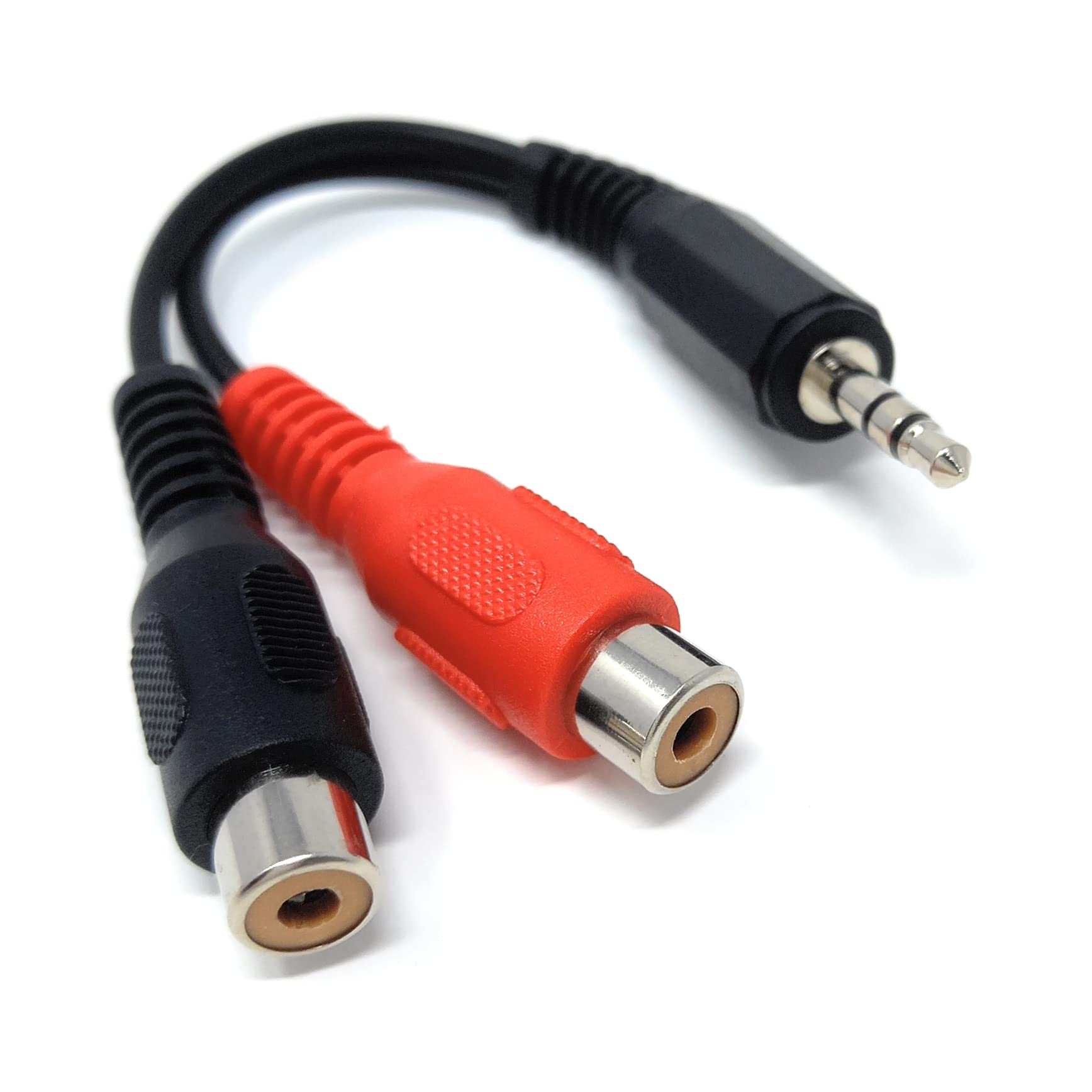 DRUT 10cm short 3.5mm Stereo Jack to 2 x phono RCA Sockets, Extension Cable Adapter 0.4ft