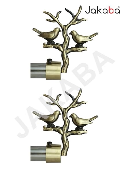 JAKABA Antique Brass Curtain Finials (Without Supports) - Pack of 2 Pcs (Finials 1 Pair) : Curtain Brackets Set/Holders - JKBATX91401_WOS