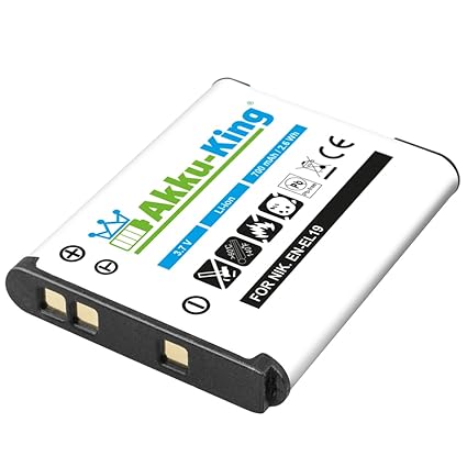 Akku-King Akku ersetzt Nikon EN-EL19 - Li-Ion 700mAh - für Coolpix A100, A300, S32, S33, S2500, S2600, S2700, S2800, S2900, S