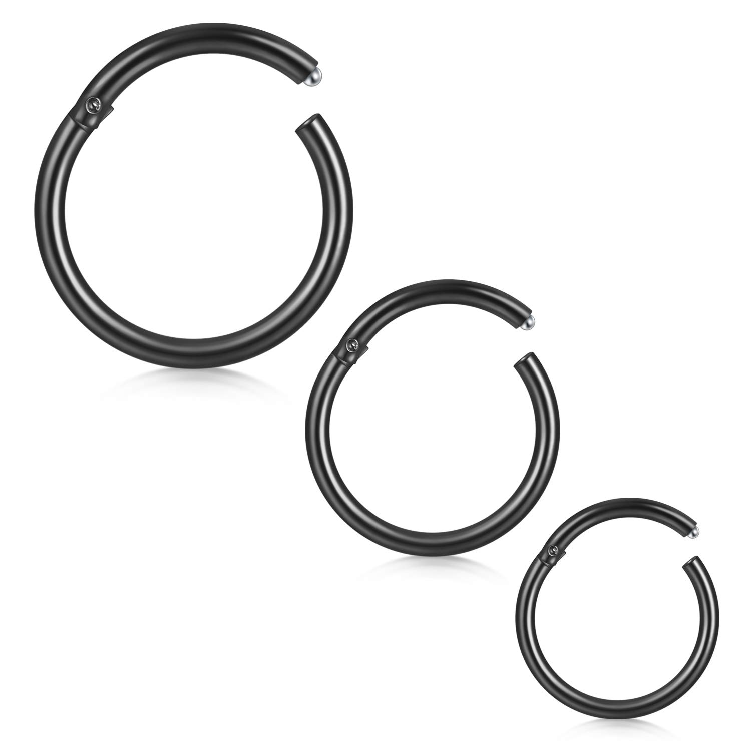 VFUN 3PCS Surgical Steel 18G Cartilage Hoop Earrings Men Women Nose Hoop Ring Helix Septum Conch Tragus Piercing Jewelry 8-12MM