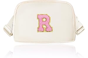 JANHAVI Travel Gifts for Women, Cool Initial Crossbody Fanny Pack for Girls, Mini Waist Pack for Travel Essentials, Cute Belt Bag for Travel Must have for Girls, Women,Mum Sister-Cream R