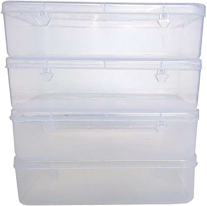 Flow Ki Clear Plastic Large Storage Boxes Size 8.5x5.5x2.25 in (Set of 4)