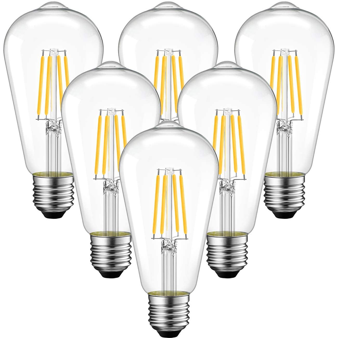 ANWIO Antique 4W ST64 Squirrel Cage Filament Bulb, Pear Retro E27 Led Edison Bulbs,Industrial Decorative Vintage Light, 40W Equivalent,Warm White 2700K,470Lm, Non-dimmable, (6 PCS)