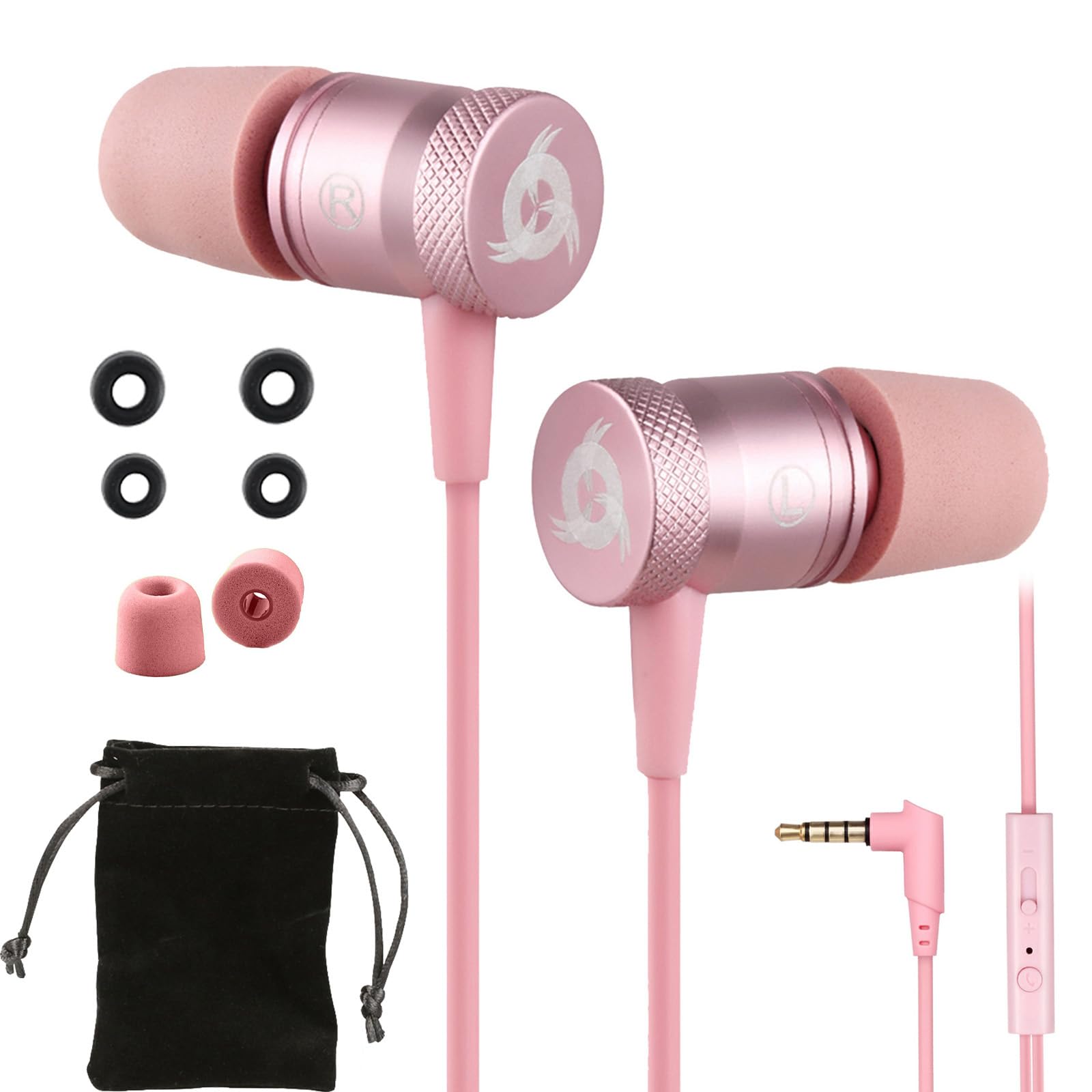 Photo 1 of KLIM Fusion Earbuds Wired with Microphone - Long-Lasting with 5 Years Assurance - New Version - Innovative Memory Foam Earbuds - Gaming Earphones with Mic and 3.5 mm Jack - Rose Earphones