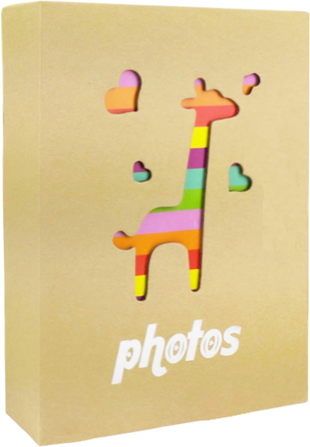 NLC Small Photo Album Baby Journal Photo Album 4x6 inch,100 Pockets Giraffe Pictures Album,Brown
