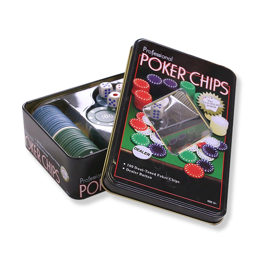 Mcpinky Poker Chips Set, Dice Style Poker Set Trademark Poker with 100 Chips Texas Poker, 1 playing cards, 6 dice