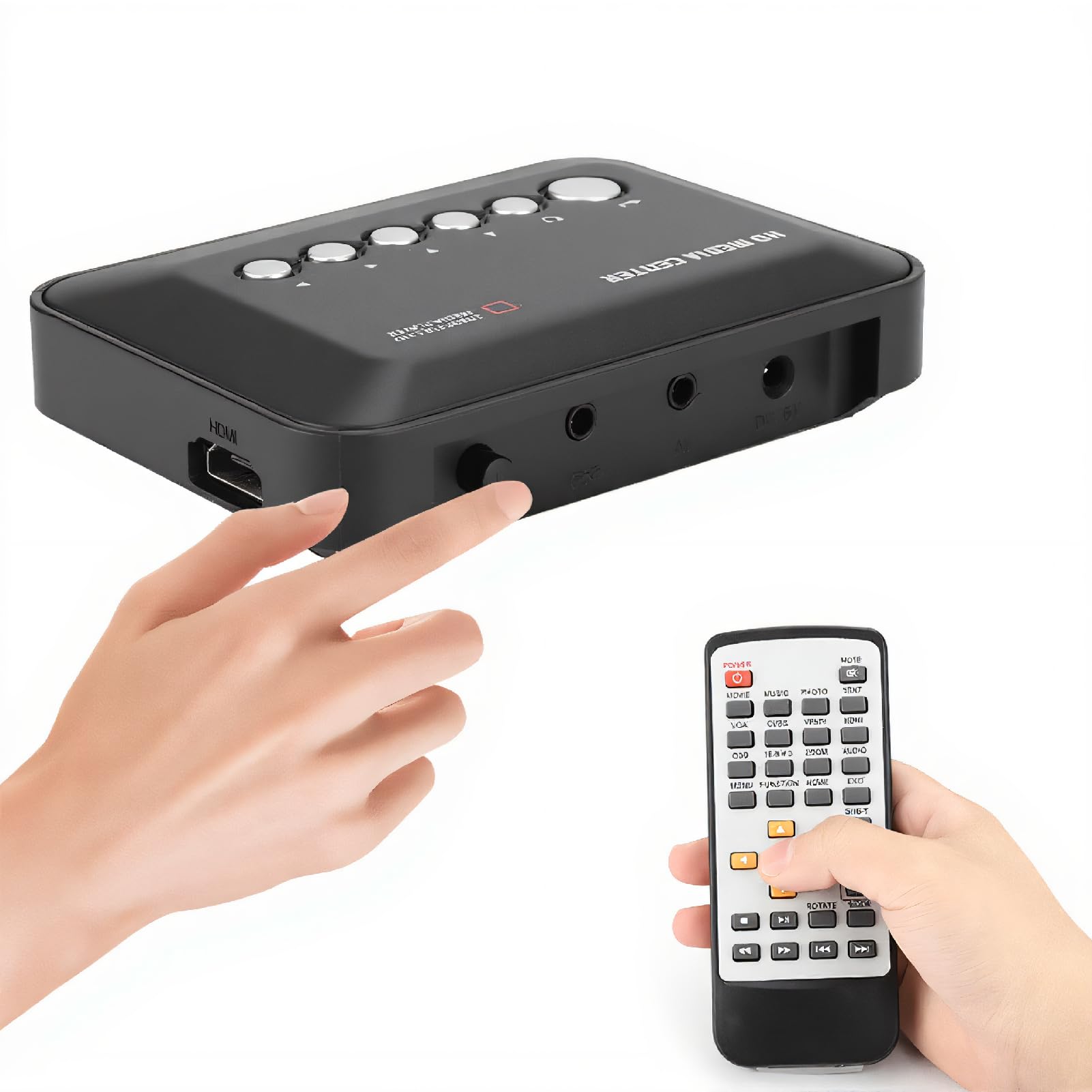 HD Media Player,Mini 1080P Media Video Advertising Player Support SD Card (Can Be Used As an Advertising Player,Plug and Play,AV Video output) (UK Plug)