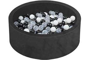 MEOGETY Baby Foam Ball Pits for Toddlers Kids, Soft Round Ball Pit Pool Ideal Gift Soft Play for Children Infants (Balls NOT Included) Black