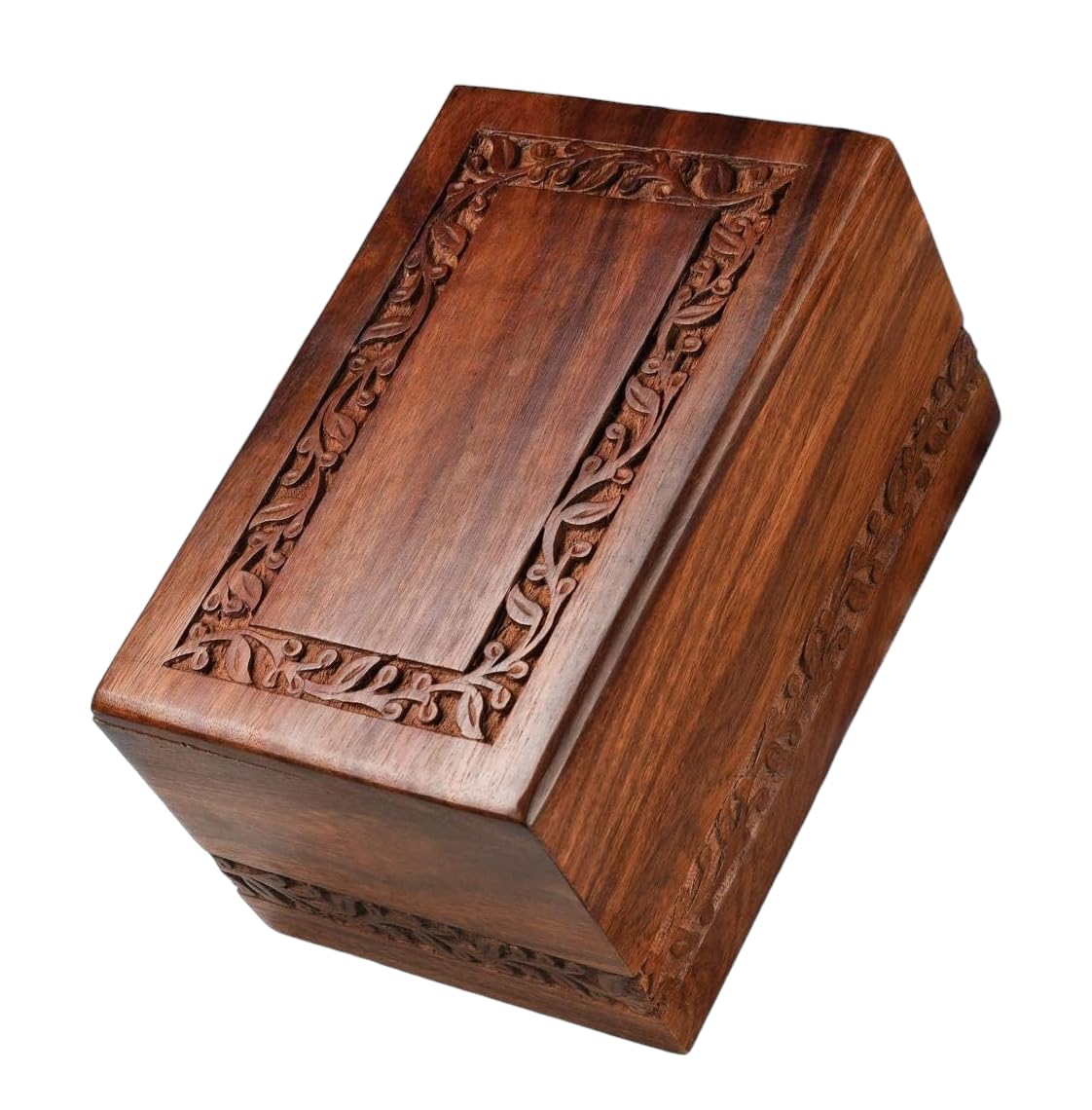 Photo 1 of Cremation Urns for Human Ashes Adult Male Female Border Engraved Small Wooden Urn Box and Casket for Ashes Men Women Child, Pet Cat Dog Urn, Burial Funeral Memorial Urns