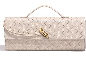 Woven Clutch Purses for Women Trendy Evening Bag Casual Leather Top-Handle Bags Shoulder Handbag