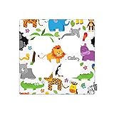 Pznen 2 Duplex Outlet Plates, Cartoon Jungle Safari