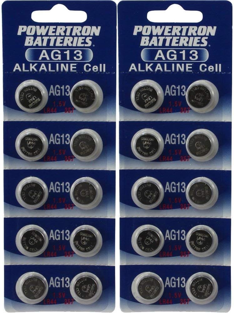 20 Powertron LR44 AG13 A76 357 357A 303 SP76 L1154 SR44W 157 4276 PX76A RW82 EPX76 G13 Alkaline Battery