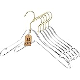 Besser 15 Pack Acrylic Hangers with Gold,Acrylic Clear Hanger,Premium Crystal Dress Hangers Swivel Gold Hook Luxurious Shiny Clothes Hangers(Clear-Style B)