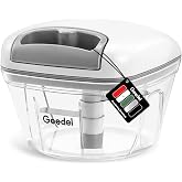 Geedel Vegetable Chopper, Manual Food Chopper with Hand Pull String, 500ml | Manual Food Processor, Sharp Stainless Steel Blade, Non-slip Base, Dishwasher Safe, No BPA, Portable, for Veggie, Fruit, Nut