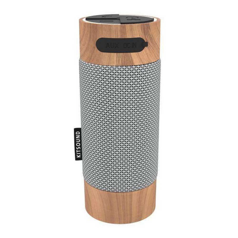 KitSound KSDIGGIT Diggit Outdoor Freestanding Bluetooth Garden Speaker with Removable Stake, Silver/Wood