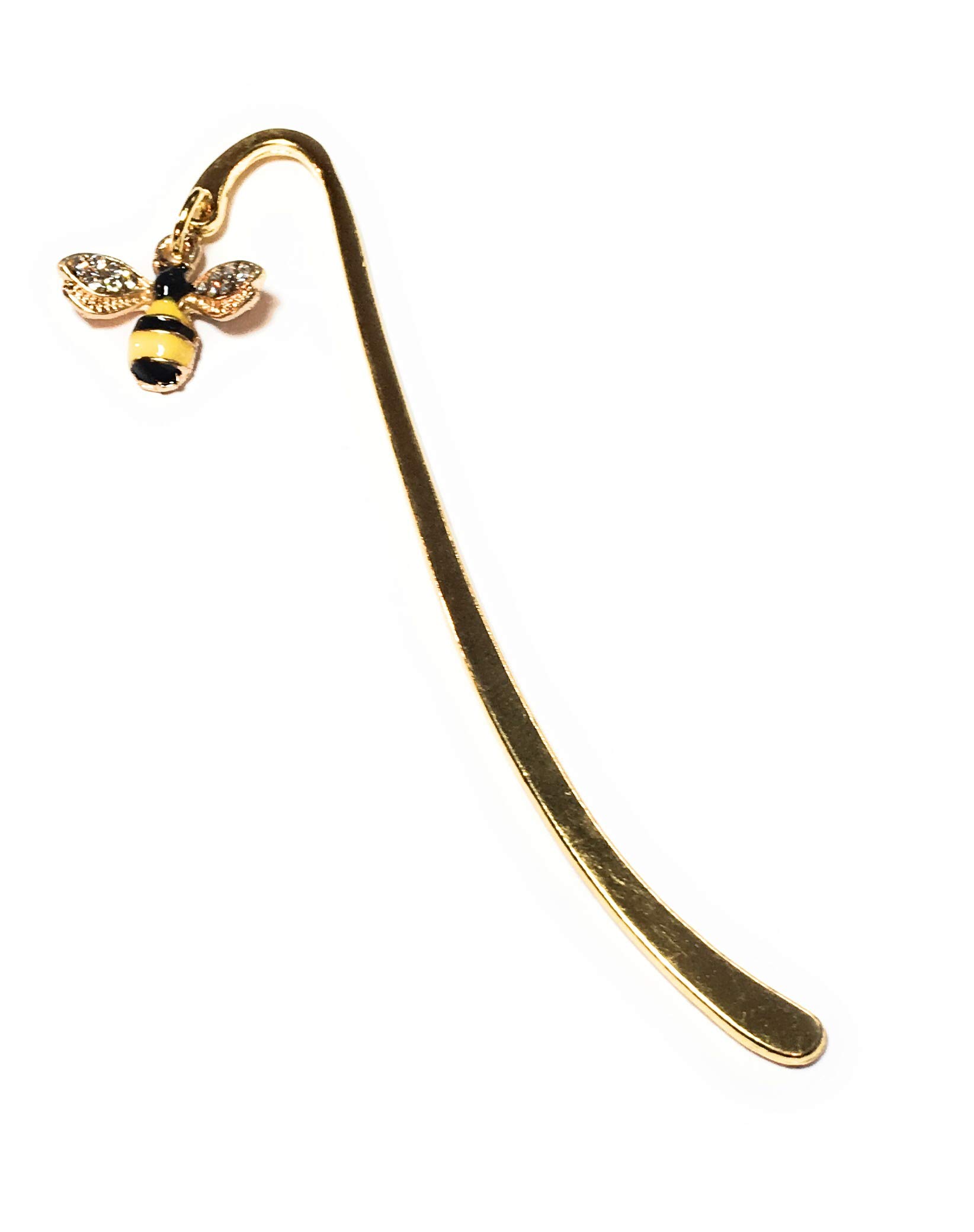 FizzyButton Gifts Gold Tone Enamel Bumble Bee Charm Mini Bookmark in Gift Bag