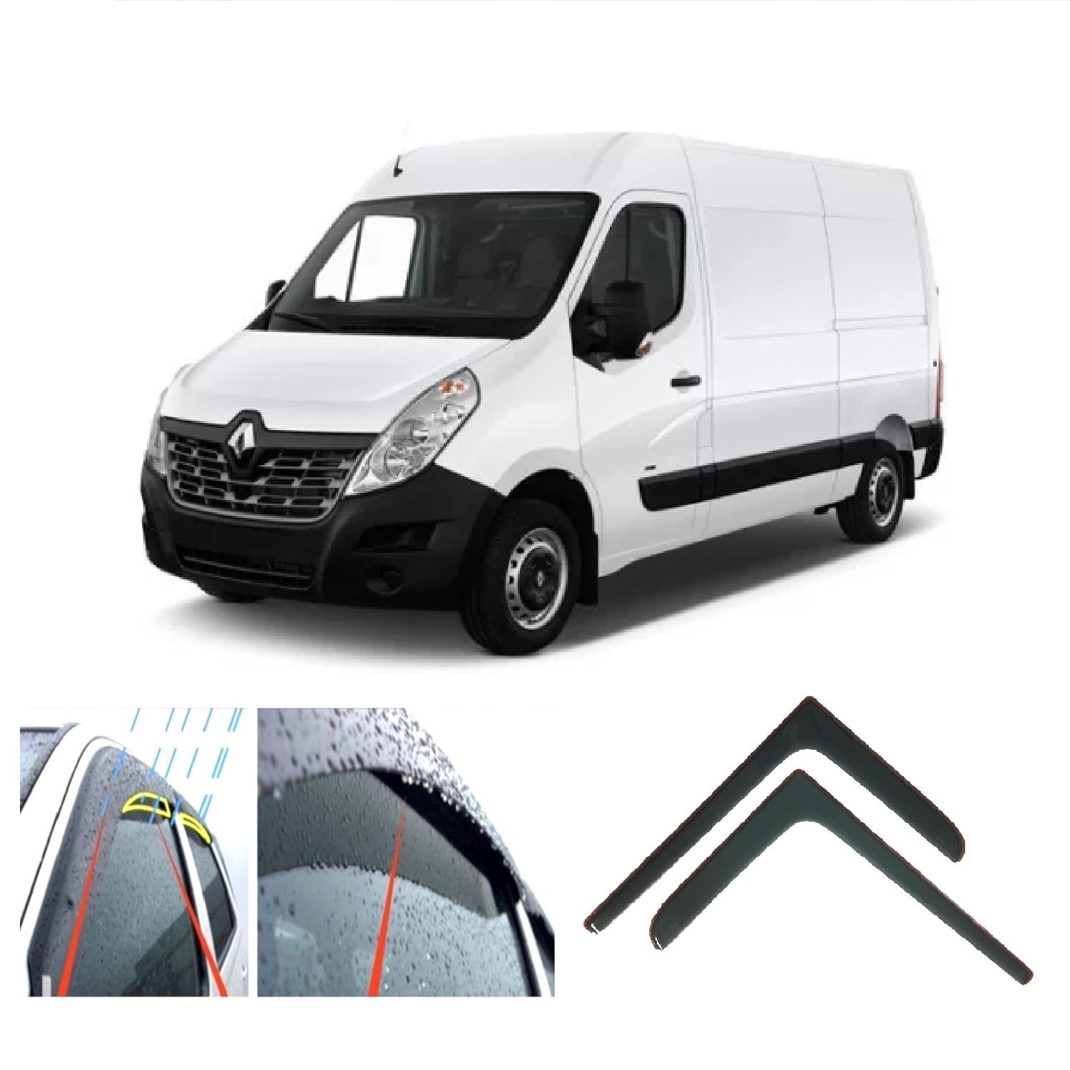 2x Wind Deflectors for RENAULT Master for NISSAN NV400 for VAUXHALL Movano B 2010 2011 2012 2013 2014 2015 2016 2017 2018 2019 2020 2021 for NISSAN Interstar 2022 2023 2024